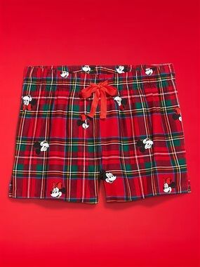 Old Navy X Disney red plaid mini and Mickey Mouse pajama shorts